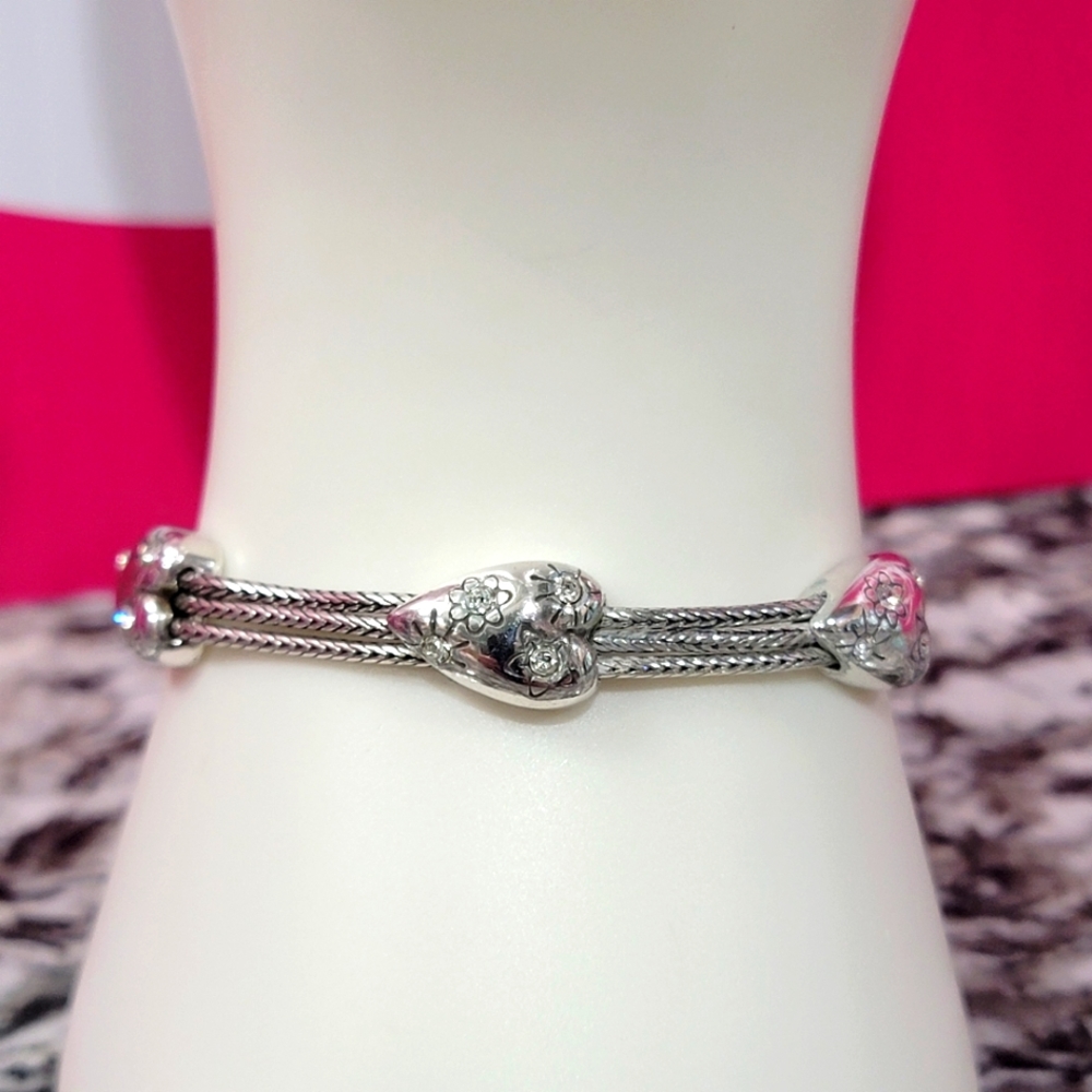 BRIGHTON RETIRED FIREWORKS HEARTS 3 STRAND BRACELET REVERSIBLE NWOT